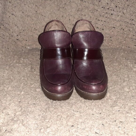 MAUD FRIZON-Deep Purple Leather/Patent-Rubber Heels-Loafers-Sz 38-Excellent - Picture 4 of 8